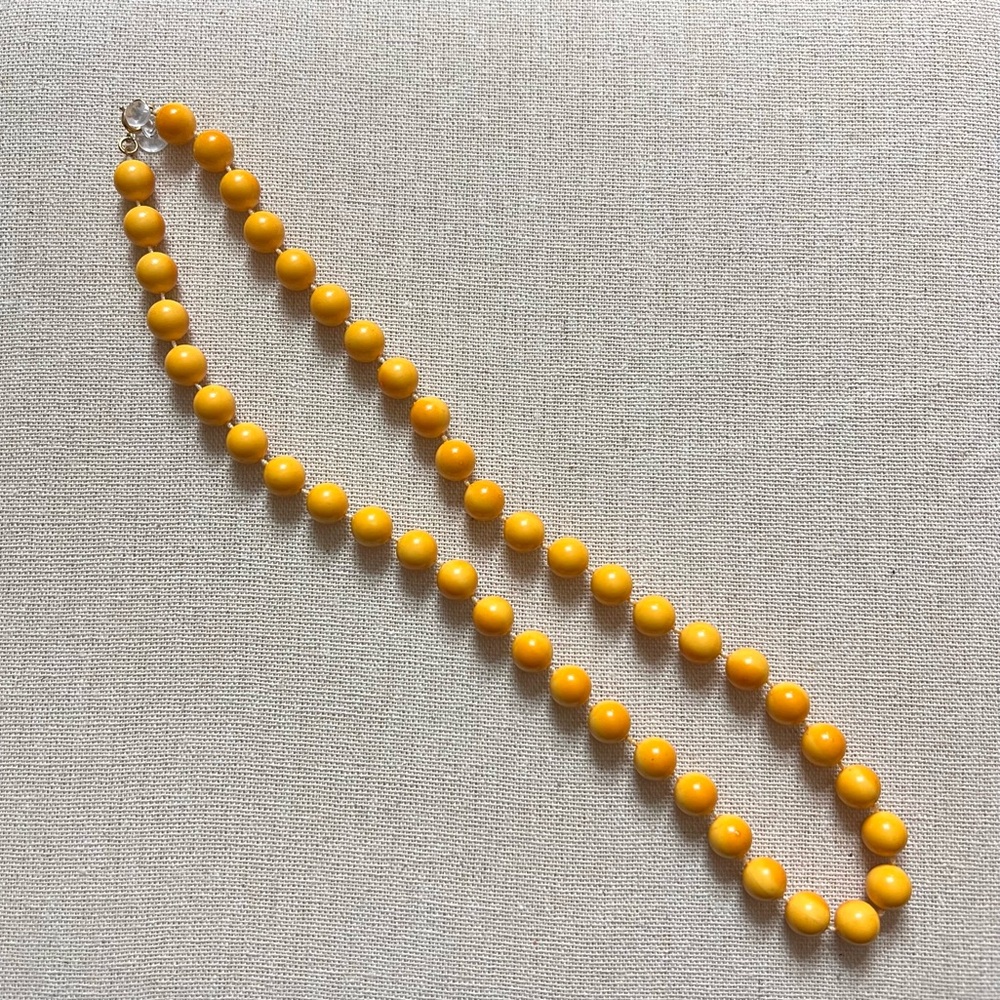 Vintage Costume - Burnt Yellow Beaded Necklace